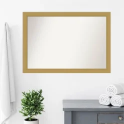 40" X 28" Non-Beveled Grace Bathroom Wall Mirror Brushed Gold - Amanti Art 17 40" X 28" Non-Beveled Grace Bathroom Wall Mirror Brushed Gold - Amanti Art -Amanti Art Shop GUEST 01520f6e 4ef9 4c53 b04b 0aad3a32855d