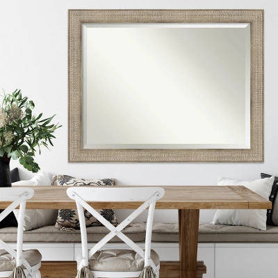 Amanti Art 46"x36" Beveled Trellis Silver Wood Wall Mirror 8 Amanti Art 46"x36" Beveled Trellis Silver Wood Wall Mirror - Image 6