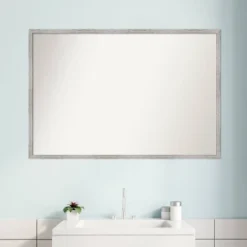 Amanti Art Shiplap White Narrow Wood Bathroom Wall Mirror - 37" x 25" -Amanti Art Shop GUEST 0231766c ad0d 4649 a09f b39b18c71495