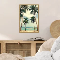 Amanti Art Palm Sky 3 by Design Fabrikken Framed Canvas Wall Art - 16" x 23" -Amanti Art Shop GUEST 02e20886 7325 4402 87df 61d31c6e4b91