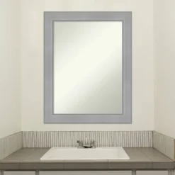 Amanti Art Vista Brushed Nickel Bathroom Wall Mirror - 22" x 28" Non-Beveled -Amanti Art Shop GUEST 04e0167d c9b2 485f 86dc 0b3c0d694690