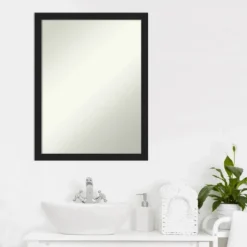 Amanti Art Grace Narrow Brushed Metallic Black Bathroom Wall Mirror (20" x 26") -Amanti Art Shop GUEST 05ce0359 a61e 4301 b032 650f787b7bf9