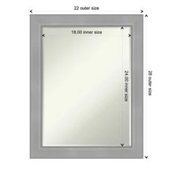 Amanti Art Vista Brushed Nickel Petite Bevel Bathroom Wall Mirror 28.25x22.25 -Amanti Art Shop GUEST 06a13a21 44a7 45ab 885f 3cdfeda79546
