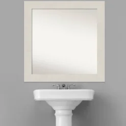 Amanti Art 32" x 32" Non-Beveled Rustic Plank White Bathroom Wall Mirror -Amanti Art Shop GUEST 0732ec93 14a2 4699 8b2e d8d179ffa85a