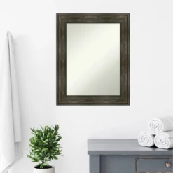 Amanti Art Rail Rustic Char 24" x 30" Non-Beveled Bathroom Wall Mirror -Amanti Art Shop GUEST 099e587a e810 465a 8169 d54aaf61f633