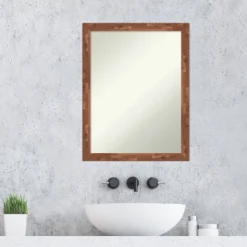 Amanti Art Fresco Light Pecan Wood Bathroom Wall Mirror - 21" x 27" -Amanti Art Shop GUEST 0a4aa851 f801 416a 8d54 da831bfae806