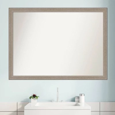 Amanti Art Curve Wood Bathroom Wall Mirror - 41" x 30" Gray Wash Finish 9 Amanti Art Curve Wood Bathroom Wall Mirror - 41" x 30" Gray Wash Finish - Image 7