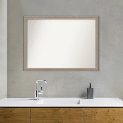 Amanti Art Curve Wood Bathroom Wall Mirror - 41" x 30" Gray Wash Finish 10 Amanti Art Curve Wood Bathroom Wall Mirror - 41" x 30" Gray Wash Finish - Image 8