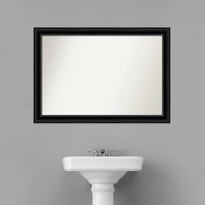 40" X 28" Non-Beveled Corded Bathroom Wall Mirror Black - Amanti Art 10 40" X 28" Non-Beveled Corded Bathroom Wall Mirror Black - Amanti Art - Image 8