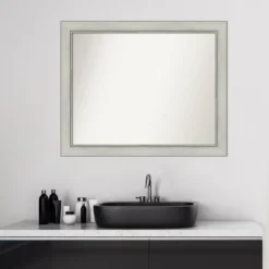 Amanti Art Flair Patina Silver Non-Beveled Bathroom Wall Mirror, 32 x 26 -Amanti Art Shop GUEST 0ddddc42 18a7 482f 93b2 b92a0ed679f3