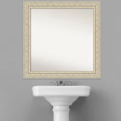 Amanti Art 32" x 32" Fair Baroque Cream Wood Bathroom Wall Mirror -Amanti Art Shop GUEST 0f13aecd 4537 44b5 98f7 b41422d06dc4