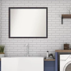 Amanti Art Dark Bronze Scoop Wood Bathroom Wall Mirror - 30" x 24" -Amanti Art Shop GUEST 0f42f194 1535 4a78 9db5 d45c59b061b4