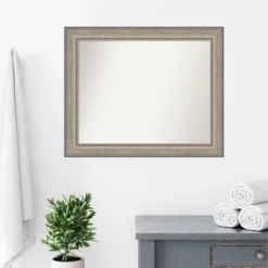 Amanti Art Fleur Silver Wood Bathroom Wall Mirror - 33" x 27" -Amanti Art Shop GUEST 10a1cbe3 1af7 4412 9a28 aa480b66ca3d