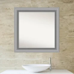 Amanti Art Peak Polished Nickel 32" x 32" Non-Beveled Bathroom Wall Mirror -Amanti Art Shop GUEST 11d02eb0 d4ff 419a a83d 845b5c291796