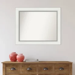 34" X 28" Non-Beveled Eva Bathroom Wall Mirror White - Amanti Art -Amanti Art Shop GUEST 12525bd1 5e05 4d5f b345 07ab71ee562c