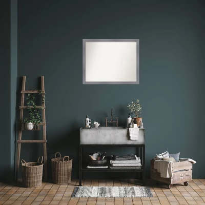 Amanti Art Edwin Gray Wood Bathroom Wall Mirror, 31" x 25" Non-Beveled 9 Amanti Art Edwin Gray Wood Bathroom Wall Mirror, 31" x 25" Non-Beveled - Image 7