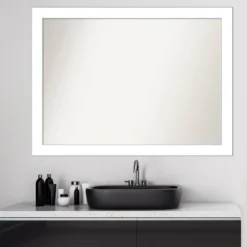 Amanti Art 42" x 31" Wedge White Non-Beveled Bathroom Wall Mirror -Amanti Art Shop GUEST 1389de88 c3e8 4e24 89b9 da6d013c7430