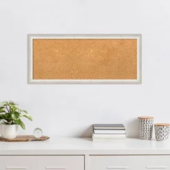 Amanti Art Two Tone Silver Framed Natural Cork Board - 32" x 14" -Amanti Art Shop GUEST 151b14a4 8b7e 4af5 b713 b55cec045799
