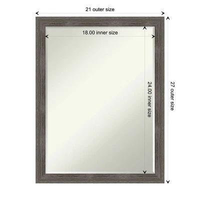 Amanti Art Pinstripe Lead Grey Petite Bevel Wood Bathroom Wall Mirror - 26.5 x 20.5 5 Amanti Art Pinstripe Lead Grey Petite Bevel Wood Bathroom Wall Mirror - 26.5 x 20.5 - Image 3