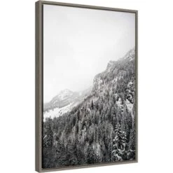 Amanti Art Suganth 16x23 Framed Canvas Wall Art - Snowy Mountain Landscape