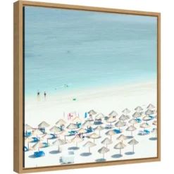 Amanti Art Sesimbra I Beach Framed Canvas by Ingrid Beddoes (16" x 16")