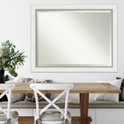 Amanti Art 46"x36" Eva White Framed Wall Mirror Silver: Modern Rectangle Beveled, No Assembly, Wall Mount -Amanti Art Shop GUEST 167bf254 4a0b 47f7 9617 3267f463dfda
