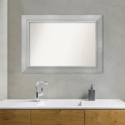 Amanti Art Romano Silver 43" x 31" Non-Beveled Wood Bathroom Wall Mirror -Amanti Art Shop GUEST 16b65950 4506 46d0 a3a1 aa38bfd12ed3