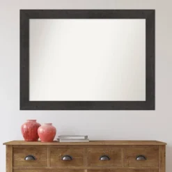 44" X 33" Non-Beveled Rustic Plank Espresso Wall Mirror - Amanti Art: Rectangle, Polystyrene Frame, Wall Mounted -Amanti Art Shop GUEST 174f5792 15aa 48ef ac35 6b3a78e7ea03
