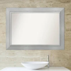 Amanti Art Romano Silver 43" x 31" Non-Beveled Wood Bathroom Wall Mirror -Amanti Art Shop GUEST 177b86a1 ab95 4bbe aa85 237794f00c3c