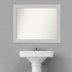 32" X 26" Non-Beveled Shiplap White Wood Bathroom Wall Mirror - Amanti Art -Amanti Art Shop GUEST 194cfbc9 90d7 4598 aa6c 1aba6f10f603