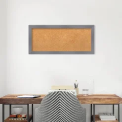 Amanti Art Edwin Wood Frame Natural Cork Board - 32" x 14" Matte Gray -Amanti Art Shop GUEST 19fd9b43 f22f 4b63 80f4 d615740c3b0f