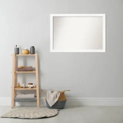 Amanti Art Cabinet White Narrow Non-Beveled Bathroom Wall Mirror - 39" x 27" -Amanti Art Shop GUEST 1a06239a 1fe4 4b1e b6cd ea7a3edb6ea2