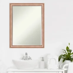 Amanti Art Harmony Rose Gold Petite Bevel Wood Bathroom Wall Mirror (26.5 x 20.5 In.) -Amanti Art Shop GUEST 1a7d0766 014f 4314 95d8 66a7d7507430