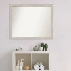 Amanti Art Marred Silver Wood Bathroom Wall Mirror - 31" x 25" Non-Beveled -Amanti Art Shop GUEST 1ac16ec7 7e47 4f04 a1f2 72eeed29a27d