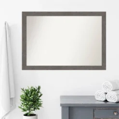 Amanti Art Rustic Plank Gray 40" x 28" Narrow Bathroom Wall Mirror -Amanti Art Shop GUEST 1b4c920f 0fe1 424f b3c8 40d3ebbb30e1