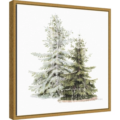Amanti Art 16x16 Vintage Wooded Holiday Trees In Snow Framed Canvas by Katie Pertiet 3 Amanti Art 16x16 Vintage Wooded Holiday Trees In Snow Framed Canvas by Katie Pertiet