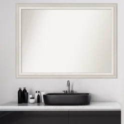 Amanti Art Trio White Wash Silver Bathroom Wall Mirror - 43" x 32" -Amanti Art Shop GUEST 1d2f82d8 ff48 4d53 b51b a454ff358491