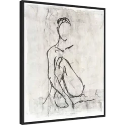 Amanti Art Embellished Contour Sketch II by Ethan Harper Framed Canvas Wall Art (23" x 28")