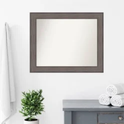 Amanti Art Country Barnwood Non-Beveled Bathroom Wall Mirror - 33" x 27" Brown -Amanti Art Shop GUEST 1e1b7a63 c168 4b7b 962b ba41a5a44065