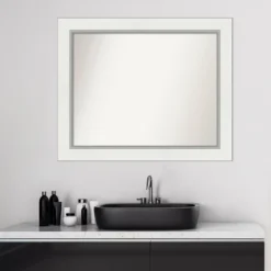 34" X 28" Non-Beveled Eva Bathroom Wall Mirror White - Amanti Art -Amanti Art Shop GUEST 1e949a7b 8aa1 4783 8b2b 498d3ad66cd8