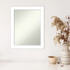 Amanti Art Wedge White Wall Mirror, 22" x 28" Non-Beveled Contemporary Frame -Amanti Art Shop GUEST 1f019e40 43ee 42f8 a818 f2b732e0f63b