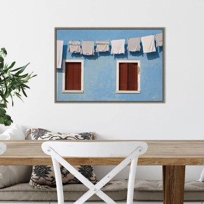 Amanti Art Hanging Laundry Along Blue Wall Framed Canvas by Brenda Tharp 6 Amanti Art Hanging Laundry Along Blue Wall Framed Canvas by Brenda Tharp - Image 4