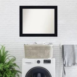 Amanti Art Shiplap Navy Blue Wood Non-Beveled Bathroom Wall Mirror - 32" x 26" -Amanti Art Shop GUEST 221e0509 037d 4052 8ca6 fad478262416