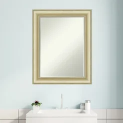 Amanti Art Textured Light Gold Petite Bevel Bathroom Wall Mirror - 29 x 23 -Amanti Art Shop GUEST 22c47098 7092 49bd 8fdb a5505e252d8b