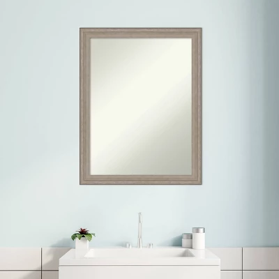 Amanti Art 21" x 27" Curved Wood Bathroom Wall Mirror in Greywash Finish 10 Amanti Art 21" x 27" Curved Wood Bathroom Wall Mirror in Greywash Finish - Image 8