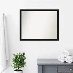 30" X 24" Non-Beveled Avon Narrow Bathroom Wall Mirror Black - Amanti Art -Amanti Art Shop GUEST 244574d8 d309 4703 bfc7 4821b67a9695