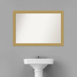 40" X 28" Non-Beveled Grace Bathroom Wall Mirror Brushed Gold - Amanti Art 16 40" X 28" Non-Beveled Grace Bathroom Wall Mirror Brushed Gold - Amanti Art -Amanti Art Shop GUEST 2491ca30 df5e 498d aa89 69ef07a15dae