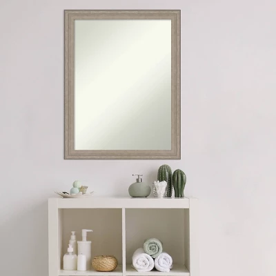 Amanti Art 21" x 27" Curved Wood Bathroom Wall Mirror in Greywash Finish 6 Amanti Art 21" x 27" Curved Wood Bathroom Wall Mirror in Greywash Finish - Image 4
