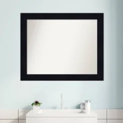 Amanti Art Shiplap Navy Blue Wood Non-Beveled Bathroom Wall Mirror - 32" x 26" -Amanti Art Shop GUEST 26896b15 88ae 4eae 94e3 77f11d66329d