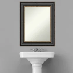 Amanti Art Thomas Black Bronze Non-Beveled Bathroom Wall Mirror (24" x 30") -Amanti Art Shop GUEST 26b63411 691f 47f7 a0e6 61075f1ab3d6